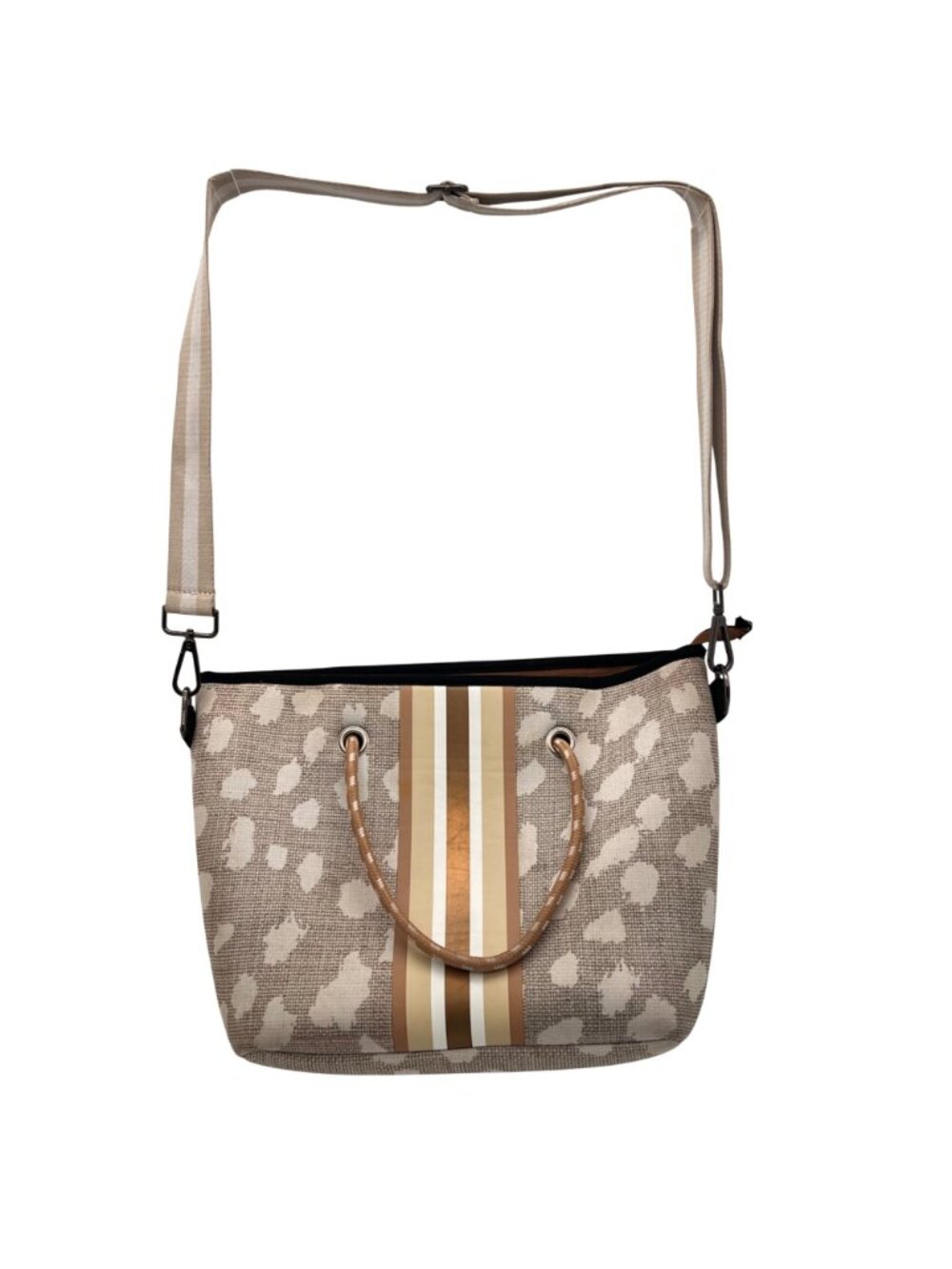 Taylor Gray Neoprene Crossbody Tote Bag Purse & Wallet Satchel Pouch Tan Beige - Picture 4 of 14
